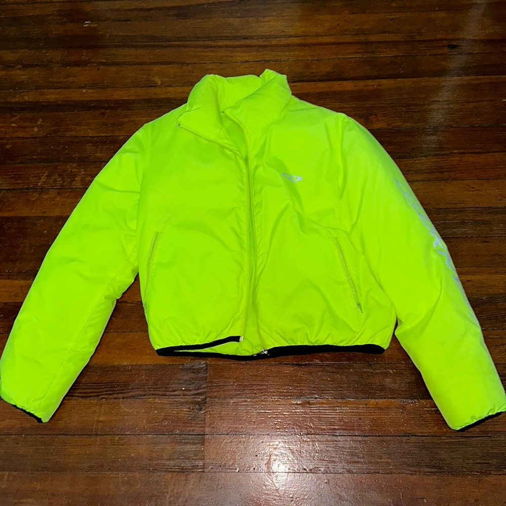 DKNY neon green puffer jacket US S